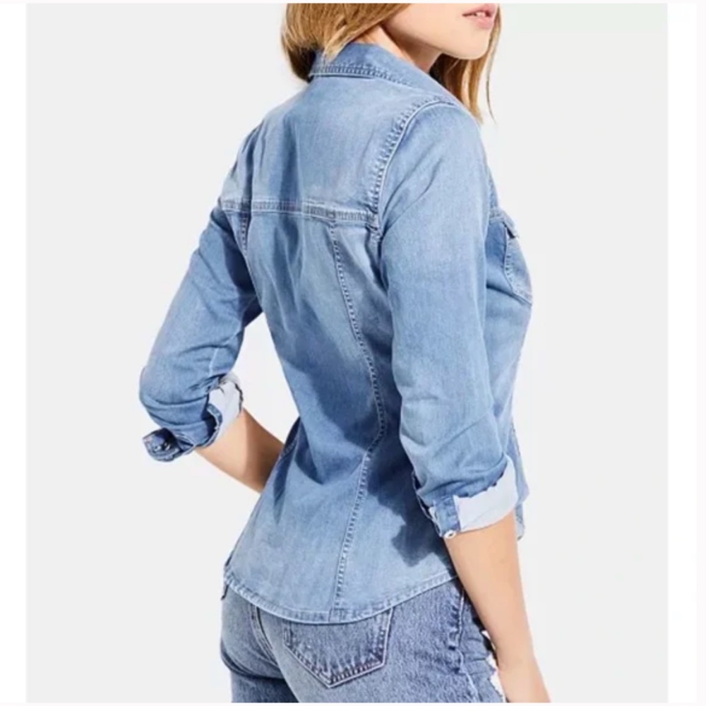 Vintage Guess Denim Western Chambray Snap Shirt - Picture 9 of 16